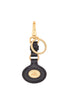Black leather key ring with gold logo