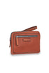 Clutch bag in brown leather with front pocket