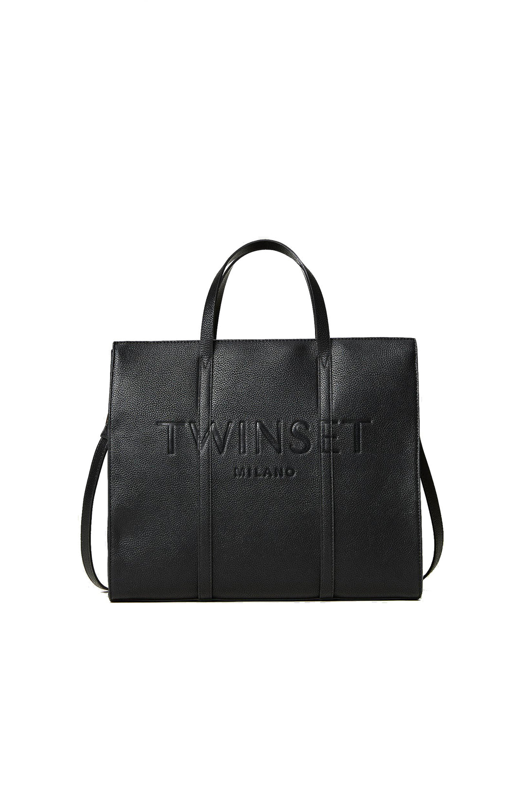 TWINSET Borsa shopper nera con logo embossed - Mancinelli 1954