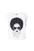 T-shirt bianca con maniche ad aletta e stampa volto