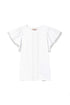 T-shirt en coton blanc avec bande en dentelle