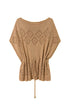 Camel poncho sweater in lurex yarn with boat neckline