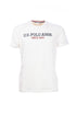 T-shirt bianca in cotone con scritta U.S. Polo Assn. ricamato sul petto