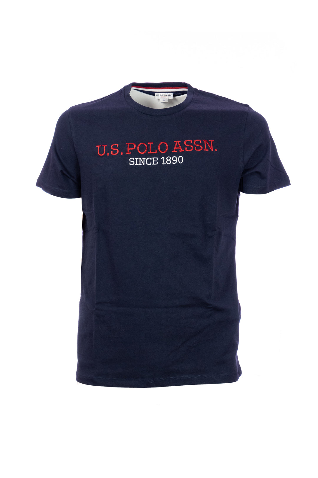 U.S. POLO ASSN. T-shirt blu navy in cotone con scritta U.S. Polo Assn. ricamato sul petto - Mancinelli 1954