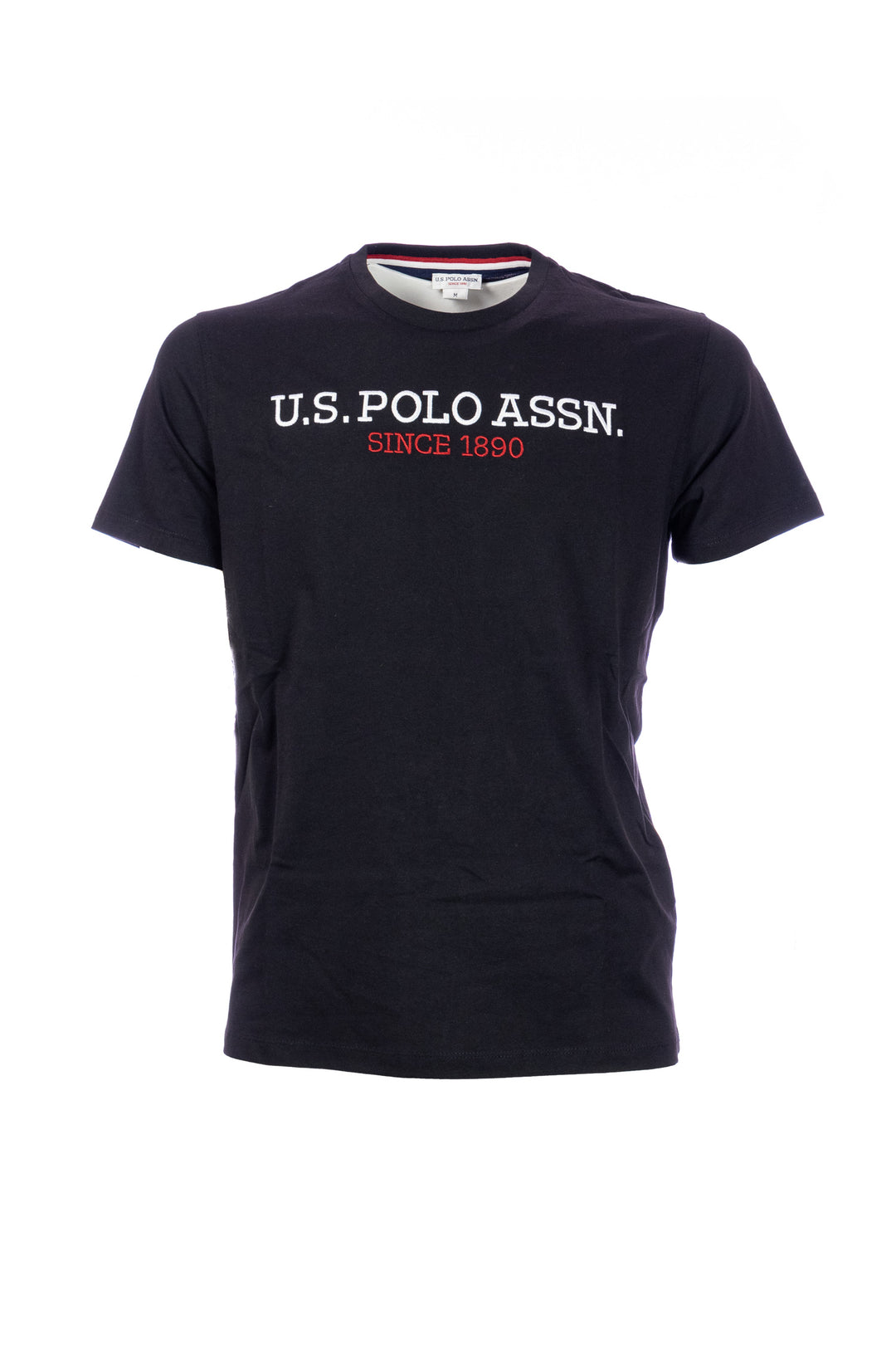 U.S. POLO ASSN. T-shirt nera in cotone con scritta U.S. Polo Assn. ricamato sul petto - Mancinelli 1954