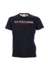 T-shirt nera in cotone con scritta U.S. Polo Assn. ricamato sul petto