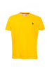T-shirt gialla in cotone con logo ricamato sul petto