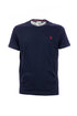 Navy blue cotton T-shirt with logo embroidered on the chest