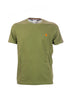T-shirt verde oliva in cotone con logo ricamato sul petto