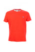 T-shirt arancione in cotone con logo ricamato sul petto