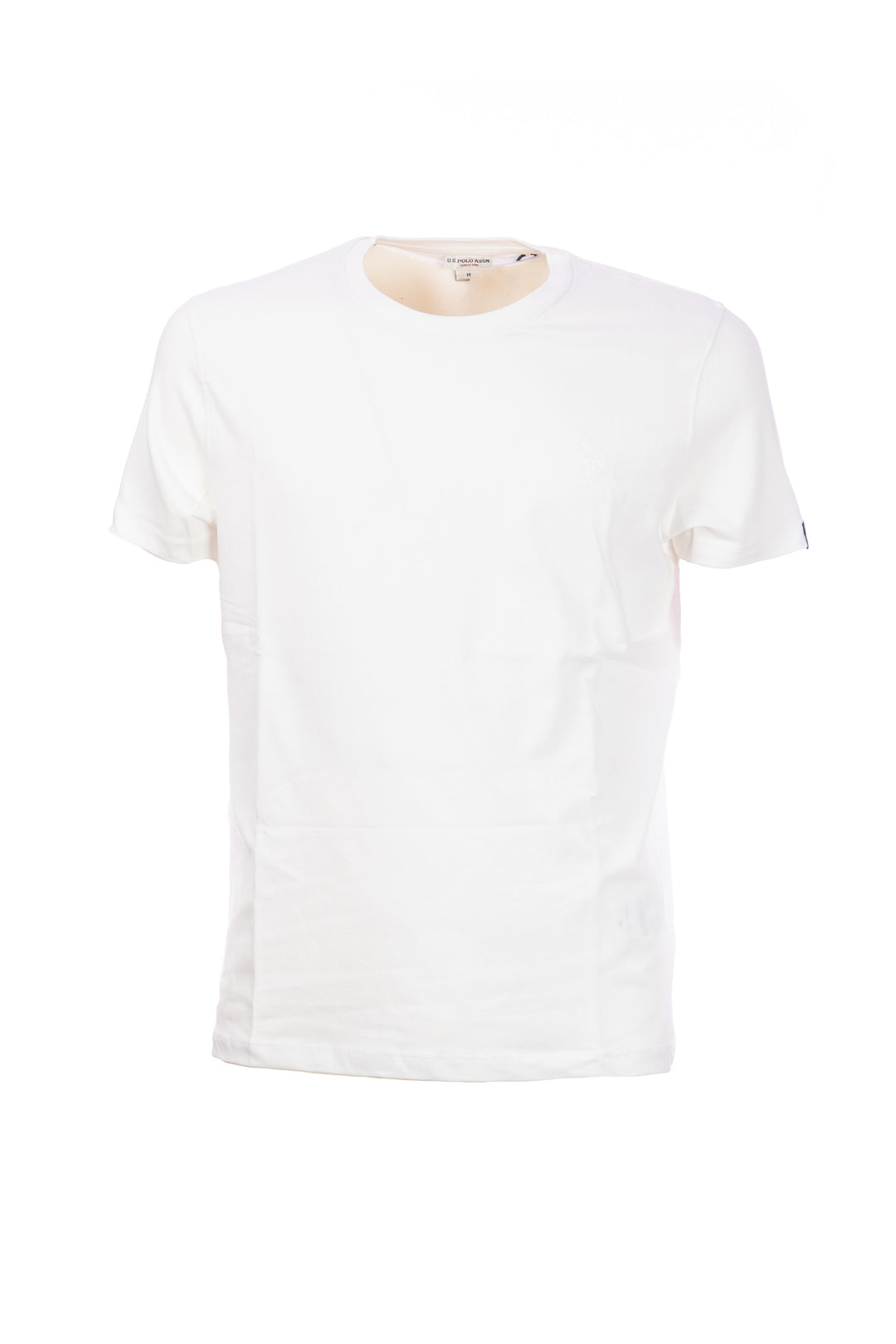 U.S. POLO ASSN. T-shirt bianca tinta unita in cotone stretch con logo ricamato - Mancinelli 1954