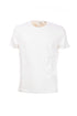 Solid white stretch cotton T-shirt with embroidered logo