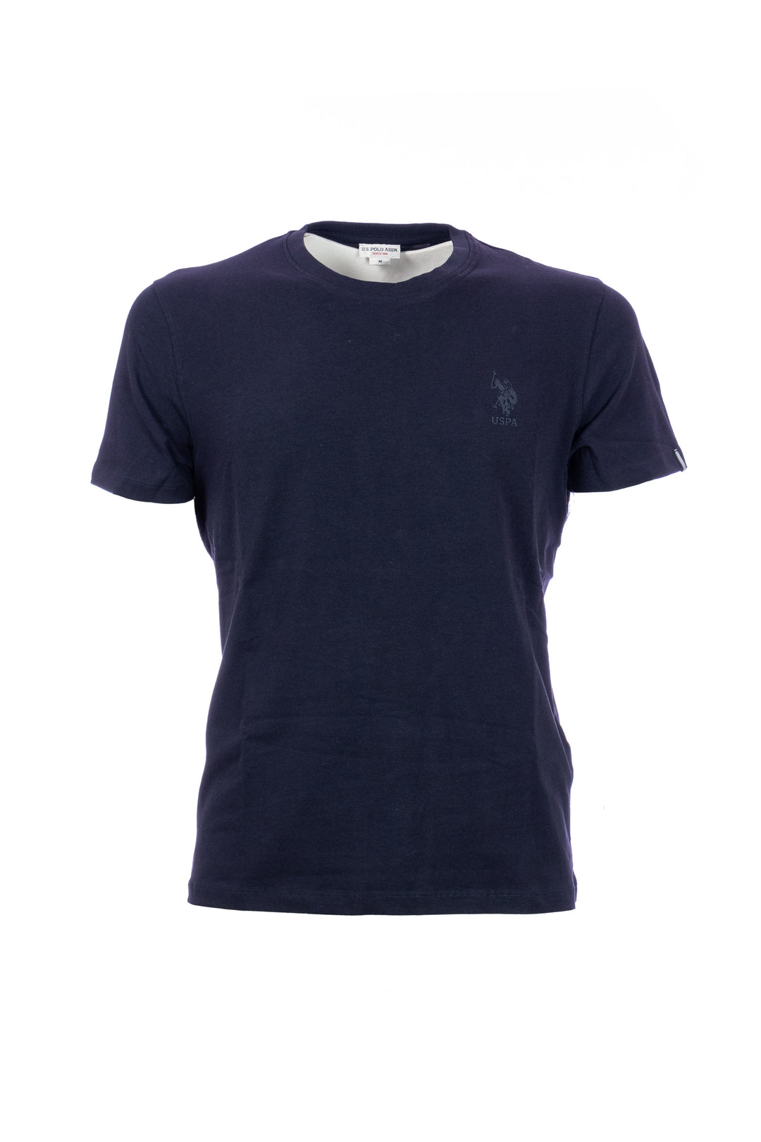 U.S. POLO ASSN. T-shirt blu navy tinta unita in cotone stretch con logo ricamato - Mancinelli 1954