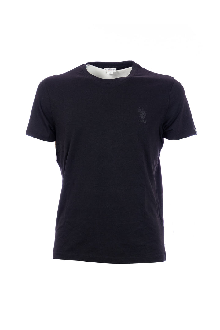 U.S. POLO ASSN. T-shirt nera tinta unita in cotone stretch con logo ricamato - Mancinelli 1954
