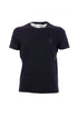 Solid black stretch cotton T-shirt with embroidered logo
