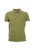 Olive green polo shirt in cotton piqué with logo embroidered on the chest