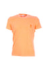T-shirt arancio in cotone con logo ricamato