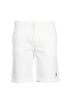 White bermuda in cotton and linen blend with embroidered logo