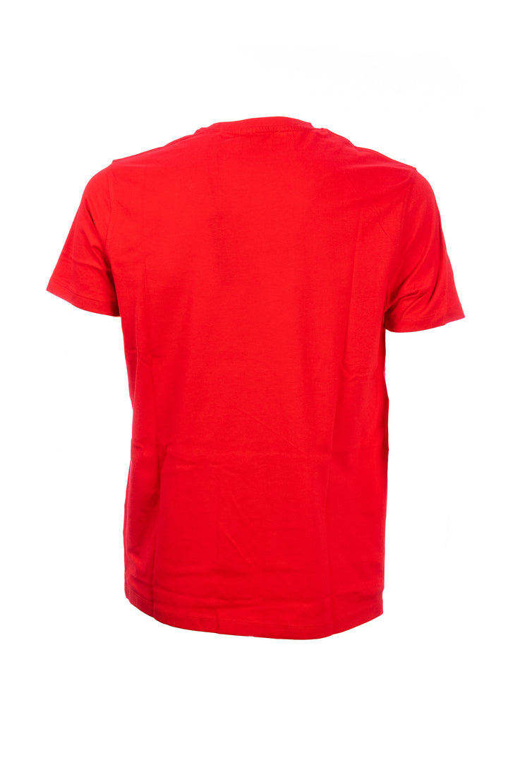 U.S. POLO ASSN. BEACHWEAR T-shirt rossa in cotone con logo e bandiera USA ricamati - Mancinelli 1954