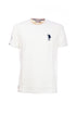 T-shirt bianca in piquet di cotone con logo ricamato