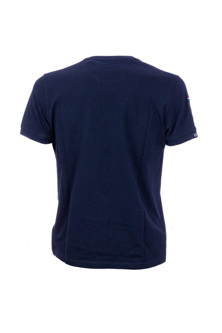 U.S. POLO ASSN. BEACHWEAR T-shirt blu navy in piquet di cotone con logo ricamato - Mancinelli 1954