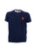 T-shirt blu navy in piquet di cotone con logo ricamato