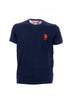 Navy blue T-shirt in cotton piqué with embroidered logo