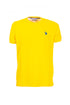T-shirt gialla in cotone con logo ricamato