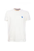 T-shirt bianca in cotone con logo ricamato