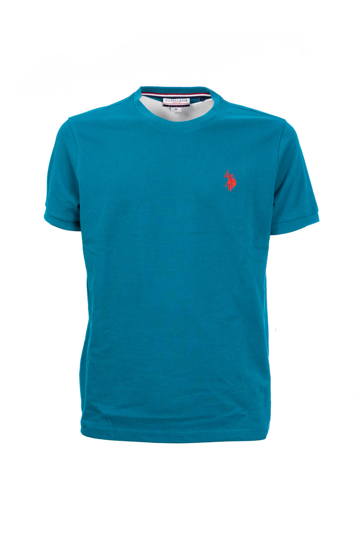 U.S. POLO ASSN. BEACHWEAR T-shirt ottanio in cotone con logo ricamato - Mancinelli 1954