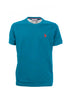 T-shirt en coton bleu sarcelle avec logo brodé