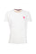 T-shirt bianca in cotone con logo ricamato e maniche con risvolto