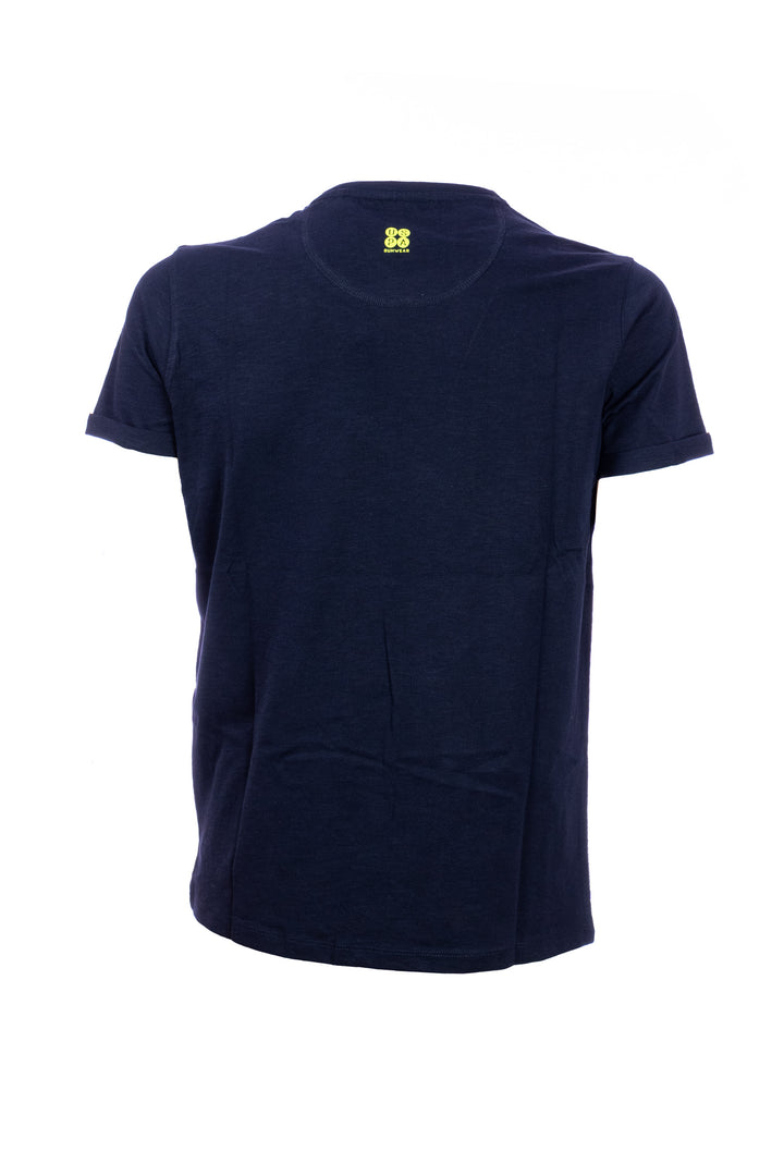 U.S. POLO ASSN. BEACHWEAR T-shirt blu navy in cotone con logo ricamato e maniche con risvolto - Mancinelli 1954