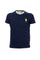 T-shirt en coton bleu marine avec logo brodé et manches à revers
