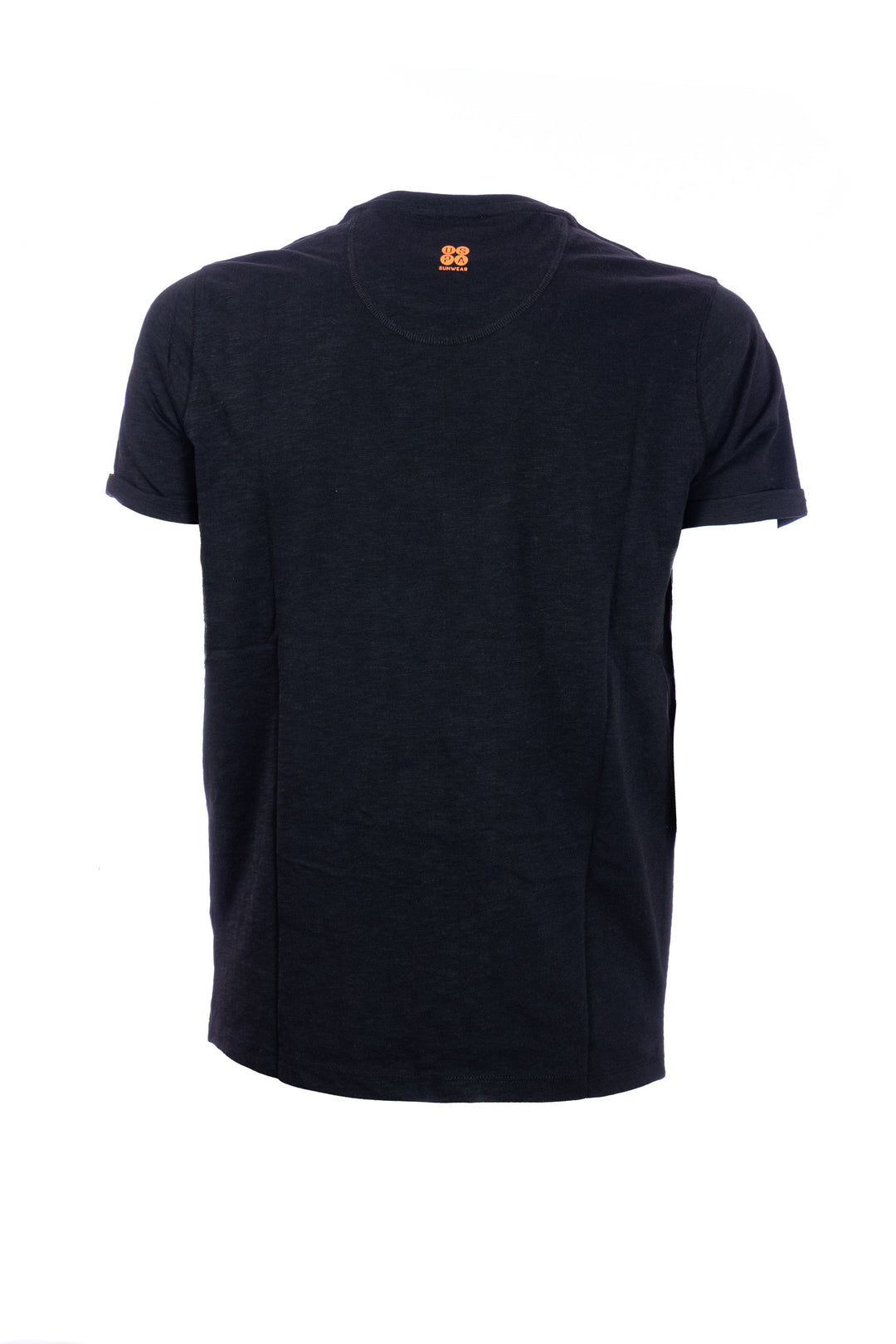 U.S. POLO ASSN. BEACHWEAR T-shirt nera in cotone con logo ricamato e maniche con risvolto - Mancinelli 1954