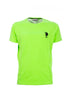 Green cotton T-shirt with embroidered logo and cuffed sleeves