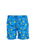 Blue swim shorts in light fabric with floral print