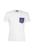 T-shirt bianca in cotone con taschino stampato con angurie