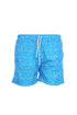 Light blue swim shorts in light fabric with daisies micro-print