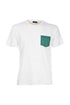 T-shirt bianca in cotone con taschino stampato con tartarughe
