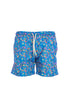Blue swim shorts in light fabric with flower print