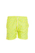 Yellow swim shorts in light fabric with dolphin micro-print