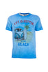 T-shirt azzurra in cotone con stampa “life is better at the beach”