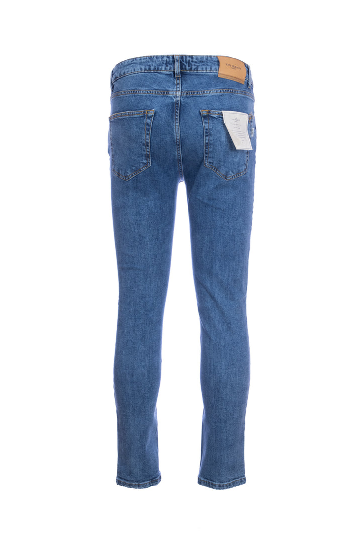 YAN SIMMON Jeans 5 tasche in cotone stretch lavaggio chiaro - Mancinelli 1954