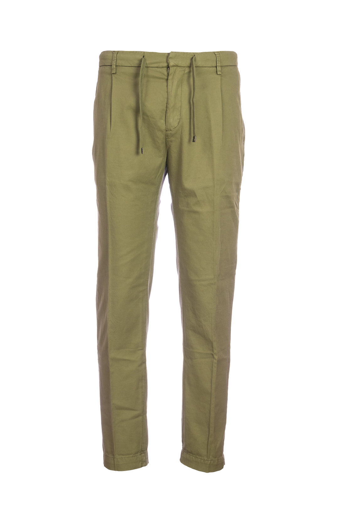 YAN SIMMON Pantalone verde oliva in misto lino e cotone elasticizzato - Mancinelli 1954