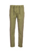 Olive green trousers in stretch linen and cotton blend