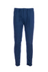 Pantalon bleu en lin et coton mélangés stretch