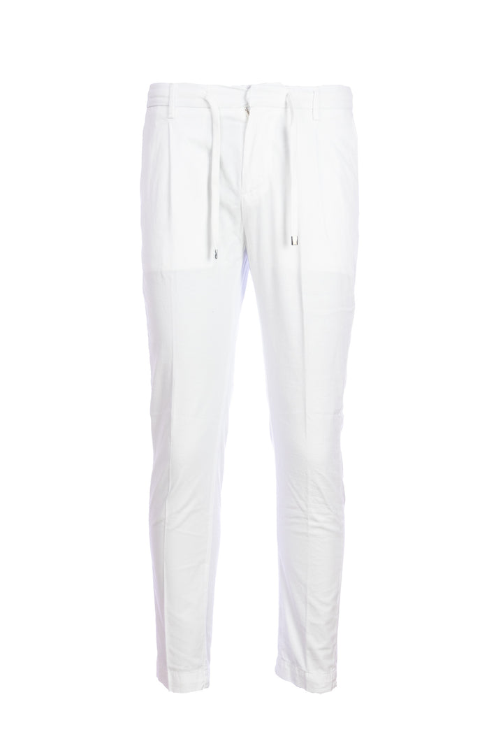 YAN SIMMON Pantalone bianco in misto lino e cotone elasticizzato - Mancinelli 1954