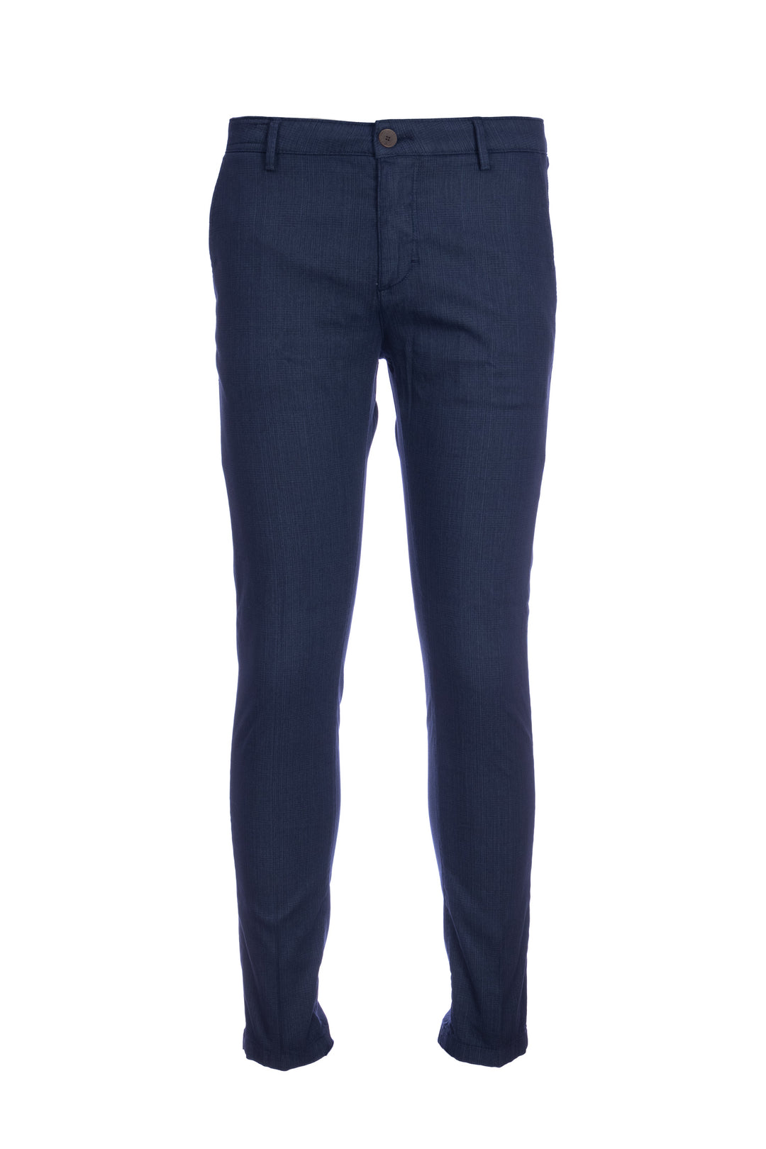 YAN SIMMON Pantalone blu navy check in gabardina di cotone elasticizzato - Mancinelli 1954