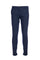 Navy blue check trousers in stretch cotton gabardine